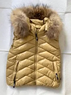 【冬物セール】希少◆Pyrenex マスタード色ダウンベスト ファー付き