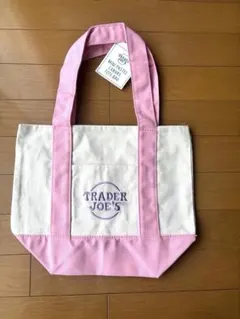 Trader Joe's ミニトートバッグ パステル　ピンク/アイボリー