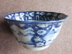 美品 古伊万里 色絵素地 窓枠 花頭窓 時代物 染付 蕎麦猪口 蛇目高台