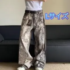 カモフラワイドパンツ アシッドウォッシュ タイダイ マーブル柄バギーパンツ