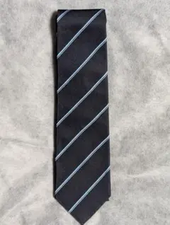 Drakes ダークネイビー　サックスブルー　ストライプネクタイ