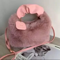 【新品】ふわふわもこもこハンドバッグ ショルダーバッグ ファーバッグ ピンク