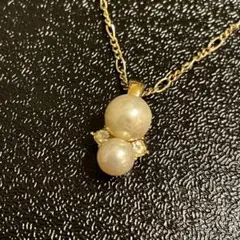 《超美品》　ニナリッチ　フェイクパール　ラインストーン　ネックレス　ゴールド系