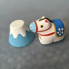富士山と馬の置物 縁起物 インテリア