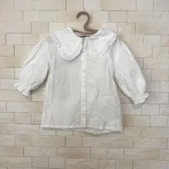 petit main フリル襟ブラウス　５部袖