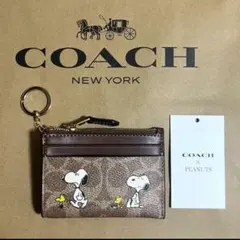 【新品未使用】COACH x PEANUTS ミニIDケース ブラウン