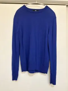 UNIQLO M メリノクルーネックセーター　ブルー　青