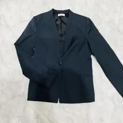 プラステ　ノーカラー　ジャケット　黒　ブラック　Lサイズ　リネン　綿