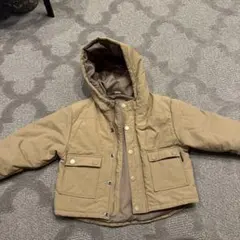 ベージュ 中綿コート フード付き　120
