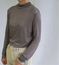 プチハイリラックストップス/メロウハイネックロングスリーブシアーインナー/新品