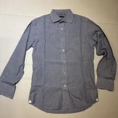 青と白のチェック柄 長袖シャツ