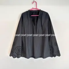 MACPHEE マカフィー◆新品 カットワークエンブロイダリー ボウタイブラウス