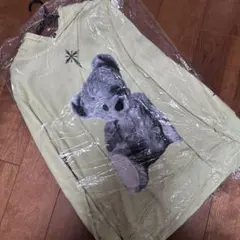 クマプリント フード付きパーカー ライトイエロー