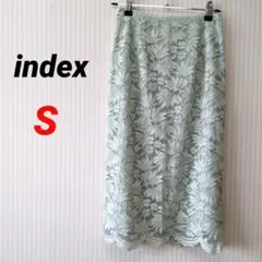 【インデックス】美品 レース タイトスカート ミントグリーン 綺麗め S