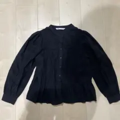 ZARA レース柄フリル付き長袖シャツ