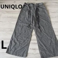 UNIQLO ユニクロ リネンブレンドイージーパンツ　L チェック