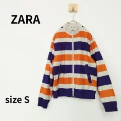 ZARA　ボーダー柄ジップアップジャケット　S　2620のサムネイル