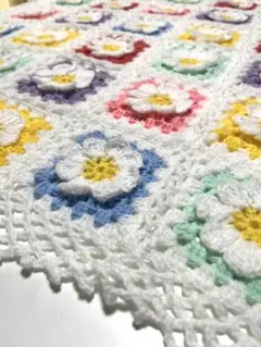 3Dフラワーモチーフ22・ブランケット・ハンドメイド