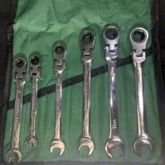 首振り ラチェットスパナ 6本セット レンチ コンビネーションレンチ スパナ