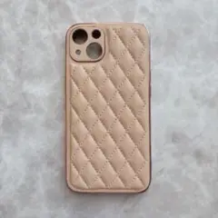 iPhone用くすみピンクキルティングデザイン ソフトケース