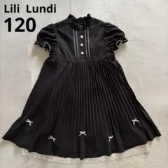 Lili Lundi ワンピース　半袖　プリーツ　レース　黒　発表会のサムネイル