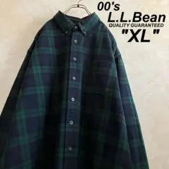 ビッグシルエット♪00's エルエルビーン ブラックウォッチBDシャツ XL