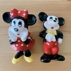 当時物　ミッキーマウス　ミニーマウス　ヴィンテージ　昭和レトロ　陶器　置物