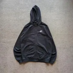 ナイキスウェットパーカーフルジップフェードワンポイントスウッシュ刺繍短丈Y2KL