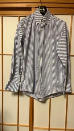 ユニクロ ドライノンアイロンシャツ S ボタンダウン ブルーストライプ