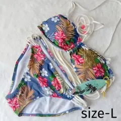 タグ付き未使用　レディース　フラワープリント セパレート水着　ビキニ　サイズL
