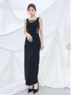 Darich サイドレースカットロングワンピース ブラック BLK FREE