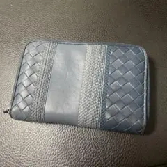 値下げokボッテガヴェネタ ラウンドファスナー 長財布 イントレチャート ブルー