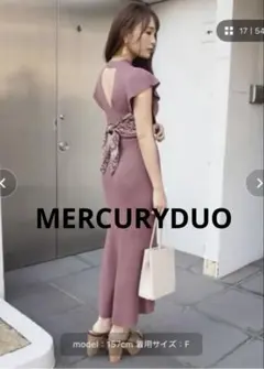 【美品】MERCURYDUOバックシャンスカーフ付リブニットセットアップ