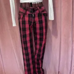 ローライズ　チェック柄　パンツ　パンク　y2k