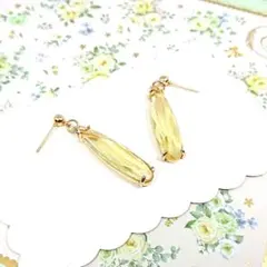 No.822☆スリムドロップ（ハニーイエロー）ピアス イヤリング マスクチャーム