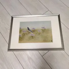 湯木慧 複製原画(青い花) サイン付き - メルカリ