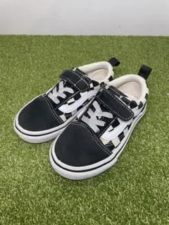 【15cm】VANS キッズ オールドスクール チェッカーボード ベルクロ 黒