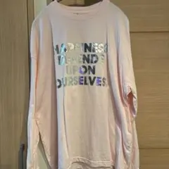 ピンク 長袖 ロンTメッセージプリント美品