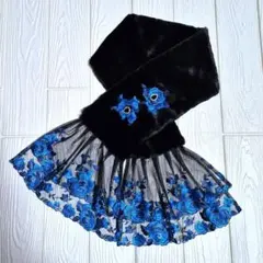 ハンドメイド☆青薔薇レースティペットNo.35