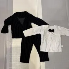 セレモニースーツ 黒と白のストライプ
