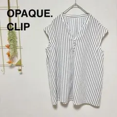 オペークドットクリップ✨️ノースリーブブラウスシャツ Vネック 細見え オフィス