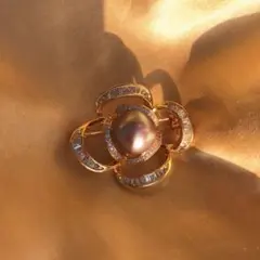 【新品】天然淡水パール　シルバー製ブローチ(フラワーモチーフ、パープル)