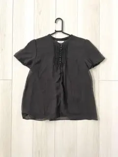 エル　シフォンブラウス　ゆったり　レイヤード　濃茶　半袖　フェミニン　春夏のサムネイル