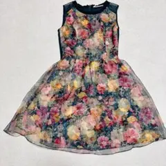 【極美品】アウラアイラ 花柄プリント ノースリーブ ワンピース 0