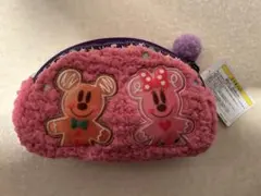 【新品】クリスマス ディズニー ミッキー&ミニー♡もこもこポーチ ピンク 紫