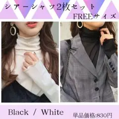 匿名配送 シアートップス シアーT 透け感 長袖 白 黒 ２枚　レイヤード 韓国