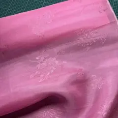 韓国ポジャギ　花模様の薄絹ピンク　50cm