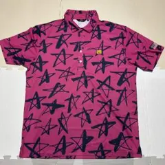 LOUDMOUTH ゴルフシャツ 星柄 ピンク XL