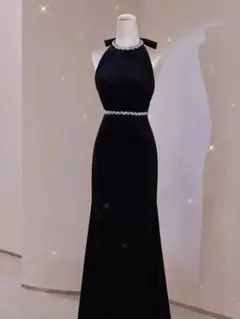 新品未使用 バックリボン ビジュー パーティドレス 結婚式 キャバドレス