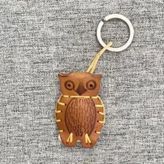 レザー キーホルダー キーリング ラクオイエリア 本革 イタリア製 フクロウのサムネイル
